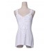Lace Stitching Strap Vest For Women White Patchwork Sleeveless Tank Top