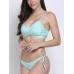 Women Sexy Spaghetti Strappy Lace-Up Pure Color Criss Cross Bandage Bikini Set Swimwear