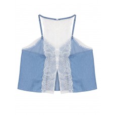 Casual Women V-Neck Sleeveless Short Lace Sling Denim Vest