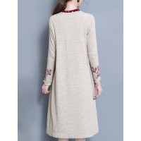 Elegant Embroidery Pockets Long Sleeve Mid-long Knitting Coats
