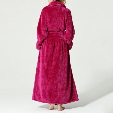 Plus Size Long Sleeve Bathrobe Flannel Thicken Nightgown Sleepwear