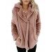 Women Thicken Fleece Lapel Solid Color Winter Sweatshirt Coats