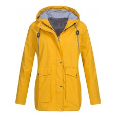 Casual Women Pure Color Outdoor Zipper Button Jacket with Big Pockets