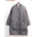 Vintage Women Retro Cotton Loose Pleated Plaid Button Long Coats with Pockets
