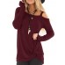 Women Casual Solid Color Kink One Shoulder Long Sleeve T-shirts